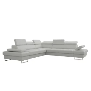 Ecksofa Echtleder GALAXY MAX 280x280 cm – Ledersofa L-Form mit Schlaffunktion & Bettkasten, Grau (K-23)