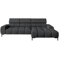 Ecksofa PLAZA MINI mit Relaxfunktion Elektrisch verstellbarer Sitz Sofa dunkelgrau