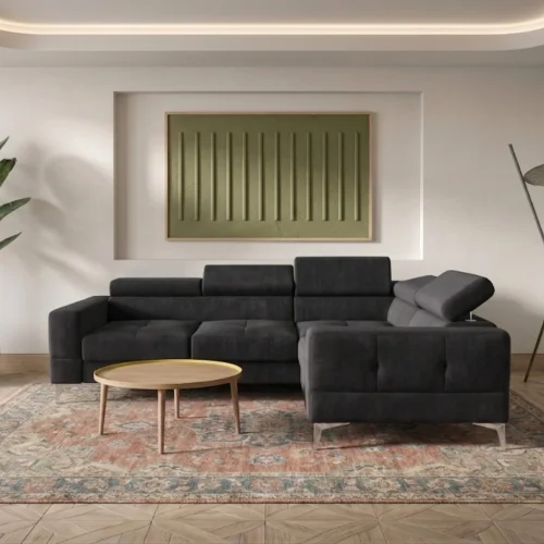Ecksofa Toscania 250x180 cm mit Schlaffunktion und verstellbaren Kopfstützen auf hohen Beinen im Samt Terra 96 - Dunkelgrau.jpg