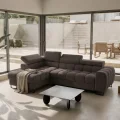 Ecksofa 260x170 cm Aspen Mini mit Schlaffunktion, verstellbare Kopfstützen und Bettkasten - Liegefläche 117x190 cm, Braun (Terra 26) .jpg