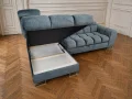 Ecksofa 260x170 cm Aspen Mini mit Schlaffunktion, verstellbare Kopfstützen und Bettkasten