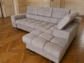 Ecksofa 260x170 cm Aspen Mini mit Schlaffunktion, verstellbare Kopfstützen und Bettkasten