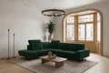 Ecksofa Fiore 265 × 220 cm mEcksofa Fiore 265 × 220 cm mit verstellbaren Kopfstützen und T35-Schaum – Stoff Terra 39, Dunkelgrün - Links