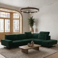 Ecksofa Fiore 265 × 220 cm mEcksofa Fiore 265 × 220 cm mit verstellbaren Kopfstützen und T35-Schaum – Stoff Terra 39, Dunkelgrün
