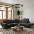 Ecksofa Fiore 265 × 220 cm mit verstellbaren Kopfstützen und T35-Schaum – Stoff Terra 96, Dunkelgrau.jpg