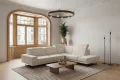 Ecksofa Fiore 265 × 220 cm mit verstellbaren Kopfstützen und T35-Schaum – Stoff Aragon 03, Creme - Rechts