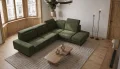 Ecksofa Fiore 265 × 220 cm mit verstellbaren Kopfstützen und T35-Schaum – Stoff Aragon