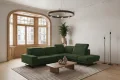 Ecksofa Fiore 265 × 220 cm mit verstellbaren Kopfstützen und T35-Schaum – Stoff Aragon 39, Dunkelgrün - Rechts
