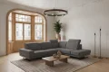 Ecksofa Fiore 265 × 220 cm mit verstellbaren Kopfstützen und T35-Schaum – Stoff Aragon 97, Dunkelgrau - Rechts