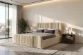 Polsterbett Modena mit Bettkasten und Kopfteil im Samt Magic Velvet - Beige