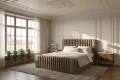 Polsterbett Modena mit Bettkasten und Kopfteil in Echtleder - F3 Grau Beige