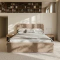 Polsterbett Venezia mit Bettkasten und abgerundetem Kopfteil im Samt Magic Velvet - Beige 2282