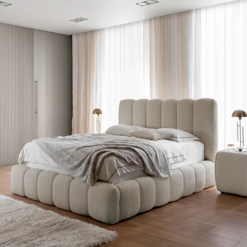 Polsterbett CANDE mit Bettkasten – elegantes Bett 140×200 cm für Ihr Schlafzimmer - Beige, CATCH ME 02