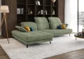 Ecksofa Verde mit verstellbarer Sitztiefe und Kopfteilen im Stoff Terra 33 - Grün - LINKS