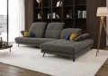 Ecksofa Verde mit verstellbarer Sitztiefe und Kopfteilen im Stoff Aragon 97 - Dunkelgrau - Rechts