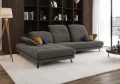 Ecksofa Verde mit verstellbarer Sitztiefe und Kopfteilen im Stoff Aragon 97 - Dunkelgrau - Links
