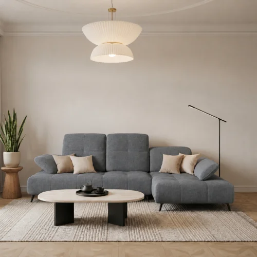 Ecksofa Bergamo mit dekorativen Nähten und verstellbarer Sitztiefe - Stoff Terra 92, Dunkelgrau.jpg