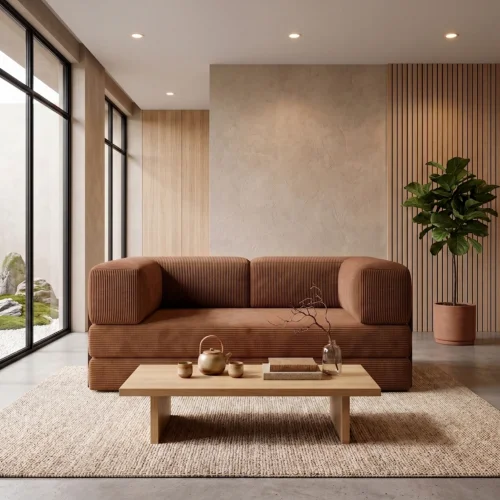 3-Sitzer Sofa Edi mit Schlaffunktion 200x200 cm, mit modernem Metallrahmen – haustierfreundlicher Poso-Stoff 40, Ziegelrot .jpg
