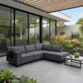 JACK Outdoor Ecksofa wetterfest modern mit wasserabweisender Polsterung, Olivgrau - Rechts
