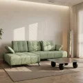 Ecksofa Dante 280x180 cm mit verstellbarer Sitztiefe, moderne Metallbeine – haustierfreundlicher Terra 33, Grün - Links.jpg
