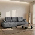 Ecksofa Dante 280x180 cm mit verstellbarer Sitztiefe, moderne Metallbeine – haustierfreundlicher Terra 92, Dunkelgrau - Links.jpg