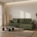Ecksofa Dante 280x180 cm mit verstellbarer Sitztiefe, moderne Metallbeine - hydrophober Aragon 39, Dunkelgrün - Rechts.jpg