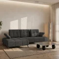 Ecksofa Dante 280x180 cm mit verstellbarer Sitztiefe, moderne Metallbeine - hydrophober Aragon 97, Dunkelgrau - Links.jpg