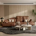 Ecksofa Bergamo Echtleder 280x180 cm mit verstellbarer Sitztiefe, verstellbare Kopfstützen moderne Metallbeine - luxuriöses Madras - K31 Warmes Braun  Cognac - Links.jpg