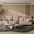Ecksofa Bergamo Echtleder 280x180 cm mit verstellbarer Sitztiefe, verstellbare Kopfstützen moderne Metallbeine - luxuriöses Madras - K11 Beige - Rechts