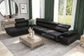 Ecksofa GALAXY RELAX Ledersofa Schwarz Dekor