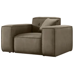 Sessel LUGA  mit Knöpfen 121 cm Samt Stoff Beige (Velvet Opera) - Sofort verfügbar