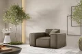 Sessel Luga mit Tasten Beige Samt Stoff Dekor