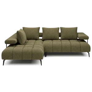MAGNETIC L Ecksofa mit Schlaffunktion & elektrischer Sitztiefenverstellung – modernes Design & Komfort, Stoff Austin 12 OLIVE