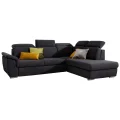 Ecksofa LUCA mit Schlaffunktion und Bettkasten Couch Verstellbare Kopfstützen, Rechts