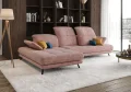 Ecksofa Verde mit verstellbarer Sitztiefe und Kopfteilen im Stoff Terra 61 - Altrosa - LINKS
