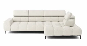 Ecksofa Plaza L mit Hocker (100 × 70 cm)  mit elektrische Sitzverstellung, Links, Aphrodite 01