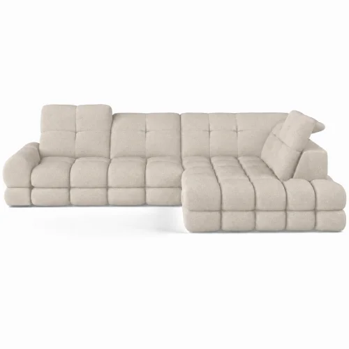 TOLLO L Ecksofa in L-Form mit elektrischer Sitzverstellung, Schlaffunktion & Bettkasten – modern & funktional – Beige (Element 17)