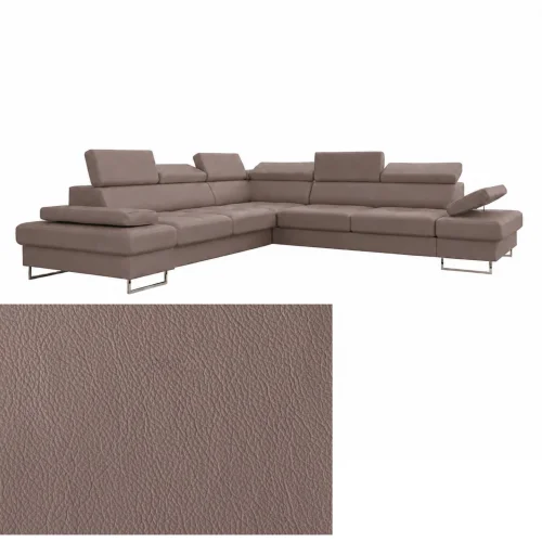Ecksofa Echtleder GALAXY MAX 280x280 cm – Ledersofa L-Form mit Schlaffunktion & Bettkasten, Toffee (U-16)