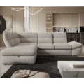 Ecksofa GALIANO L mit Schlaffunktion, Bettkasten & verstellbarer Rückenlehne – Komfort & Design vereint - Weiß-Schwarz (Puente 06)