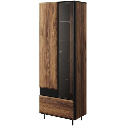Vitrine BORGA 2 mit Tür Regale und Schublade Schrank Sideboard