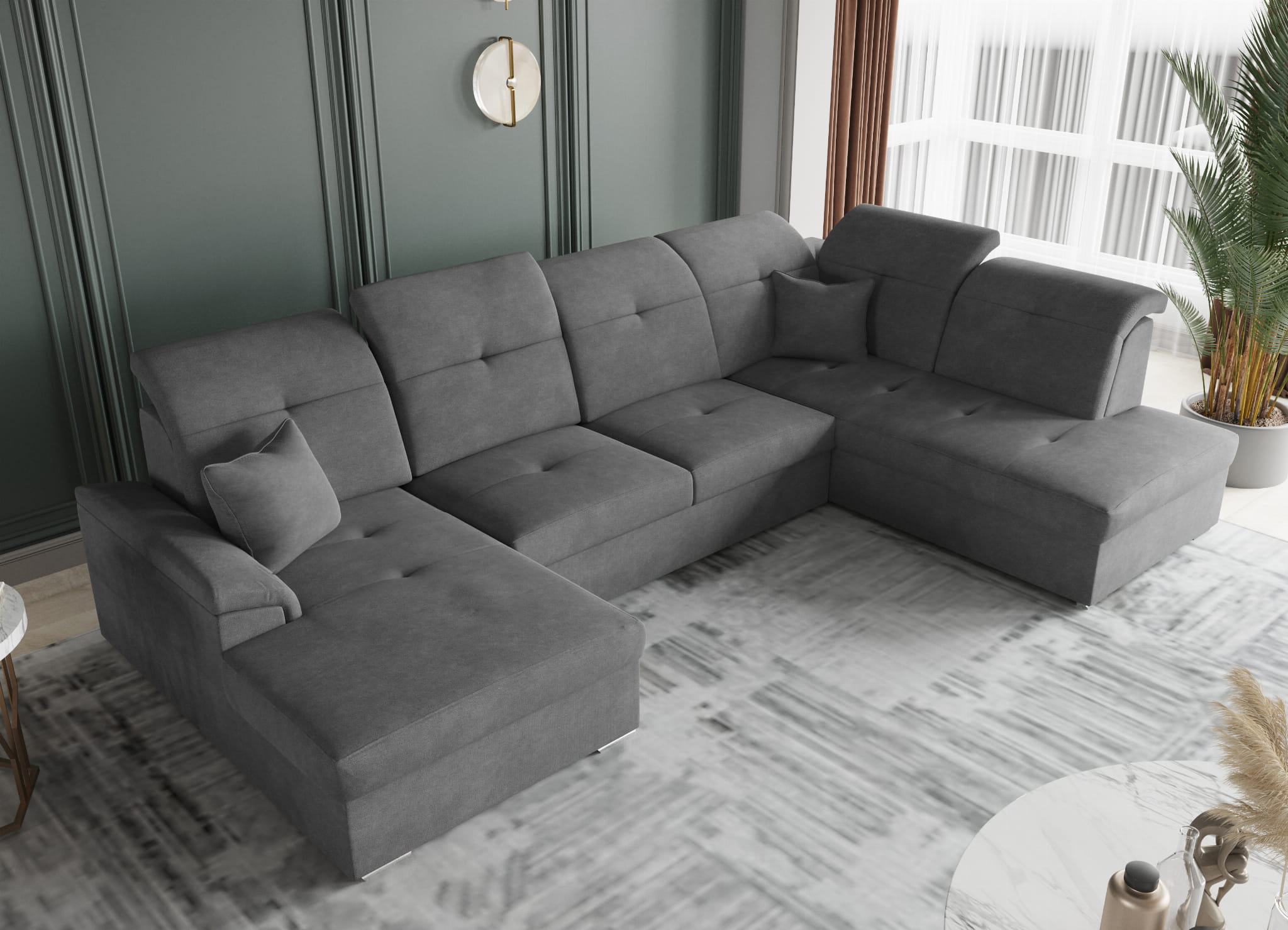 Bono U Ecksofa mit Schlaffunktion und bettkasten