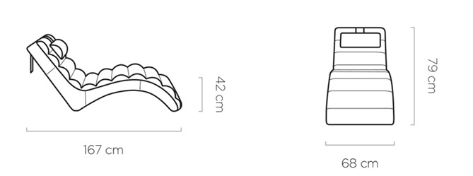 Liegesessel Chaiselongue Leder Rot MIAMI NEW Modern Lederliege