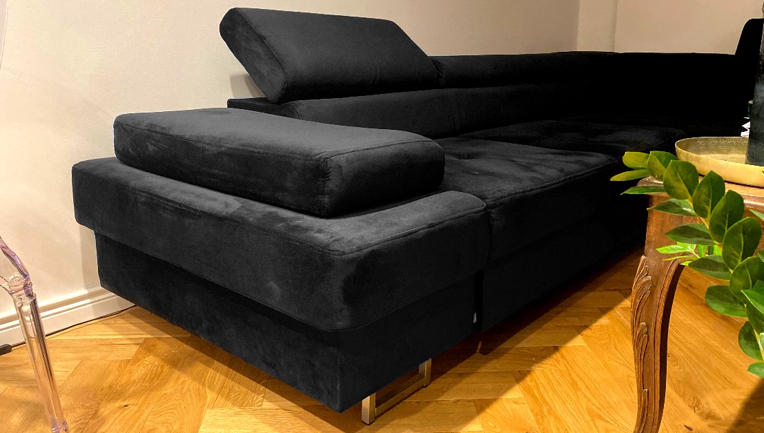 Ecksofa mit Schlaffunktion Schwarz